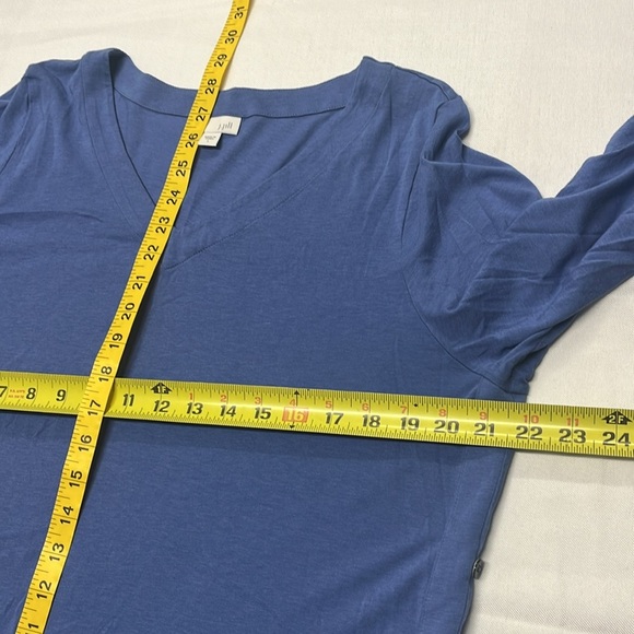 J. Jill V-Neck Pullover Blue Knit Top Women’s L Side Button Slit Tunic - Picture 5 of 7